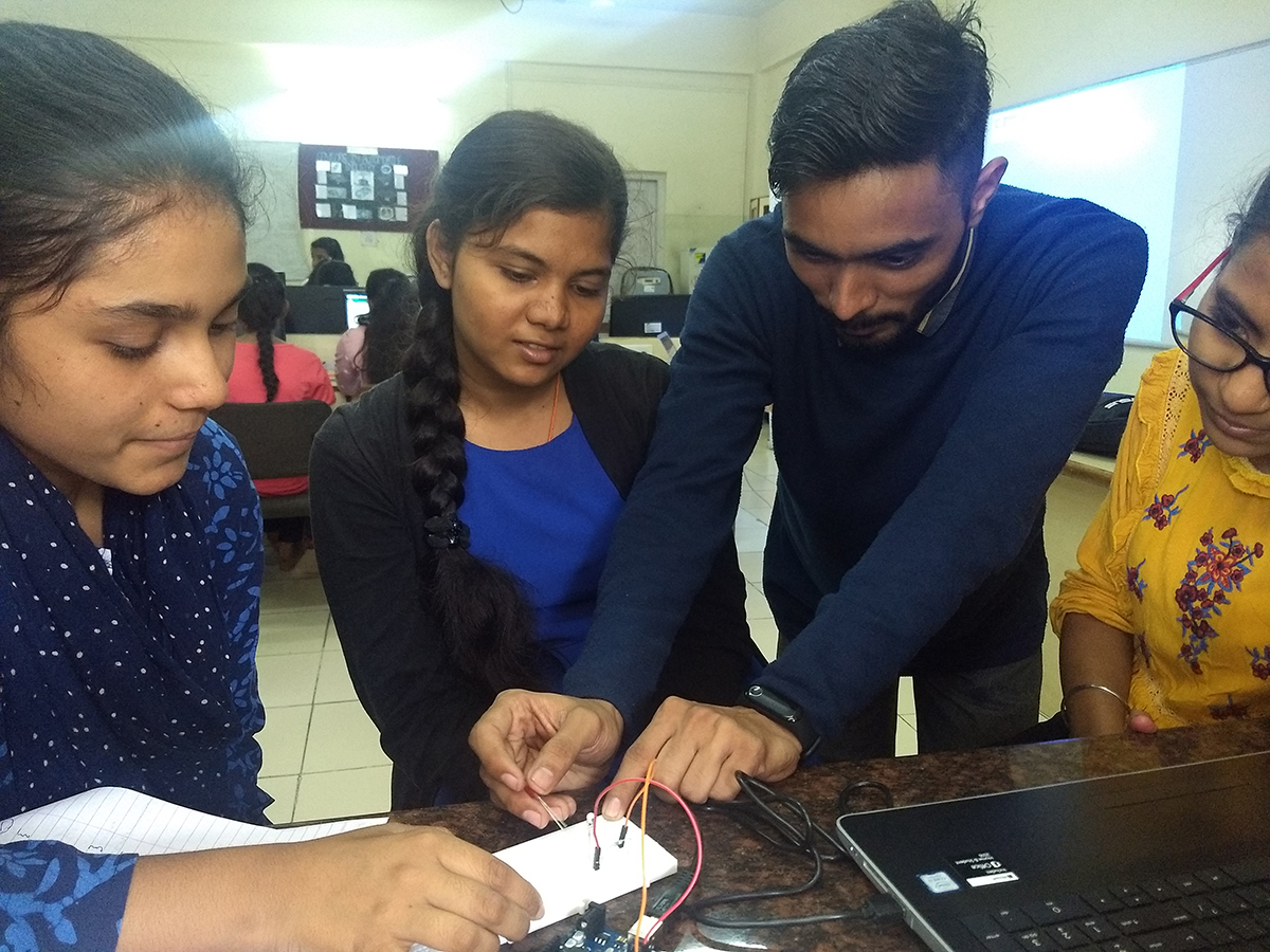 Mr. Kiran guiding students